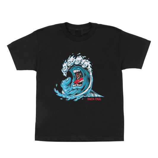 Screaming Hand Wave Front Black Or Graphite Hthr S/S Midweight T-Shirt Youth Santa Cruz